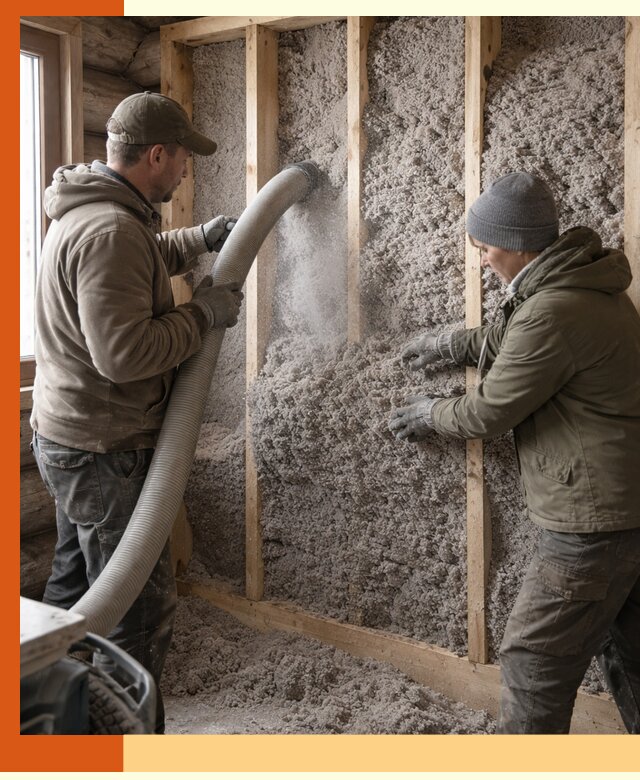 Утепление бревенчатого дома эковатой в Кинели