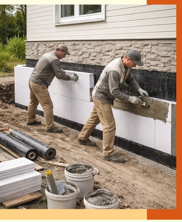 Утепление фундамента снаружи в Кинели от 4279 руб. за м² | ТепломастерКнл