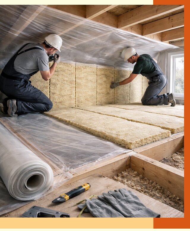 Утепление перекрытий в Кинели от 2904 руб/м2 — утепление межэтажных и чердачных | ТепломастерКнл