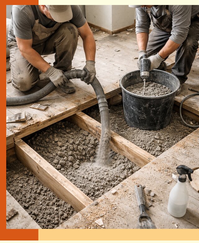 Заполнение пустот пола в Кинели полиуретаном и пенополистиролом