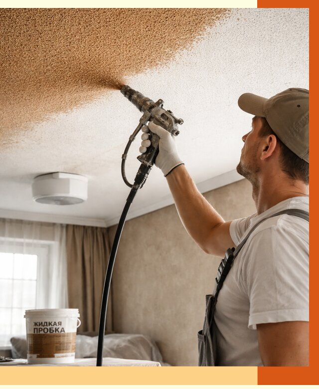 Утепление потолка жидкой пробкой в Кинели от 3566 руб. | ТепломастерКнл