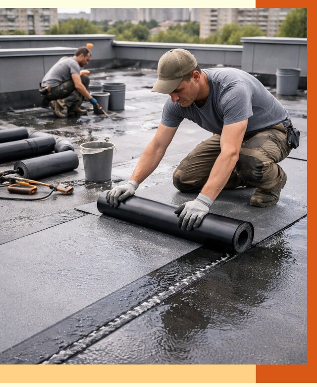 Гидроизоляция плоской кровли в Кинели от 4585 руб./м2 — профессионально | ТепломастерКнл