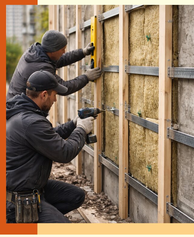 Монтаж обрешетки под утепление зданий и квартир в Кинели